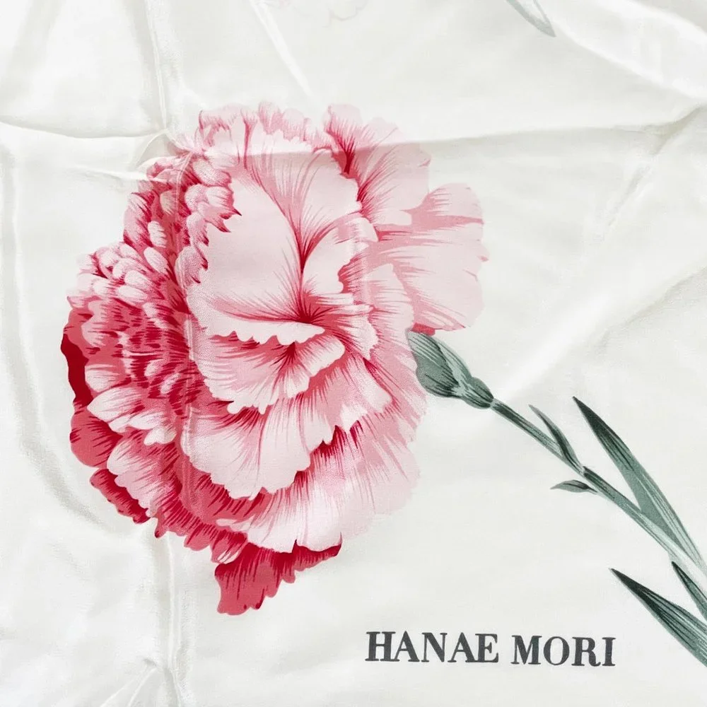 Hanae Mori Silk Scarf Shawl Floral Vintage